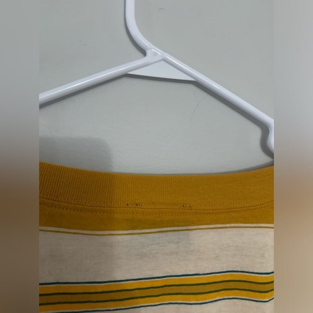 Out From Under Long Sleeve Top Crop Top Stripes Yellow Green Brown Size M - Picture 7 of 8